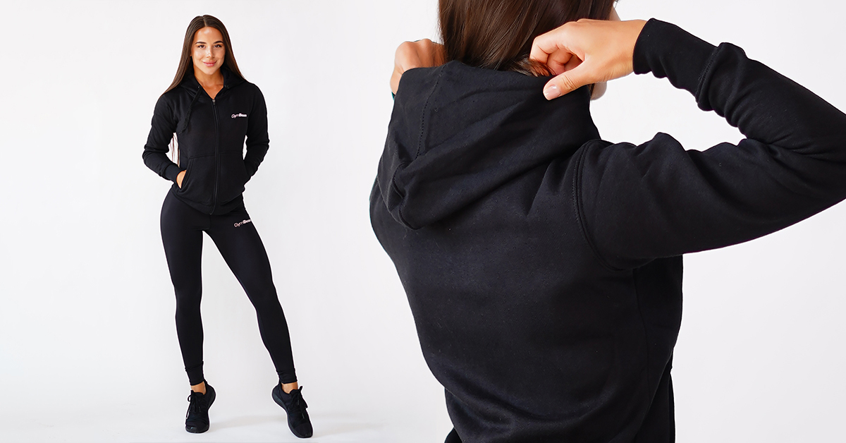 Dámska mikina Zipper Hoodie Black - GymBeam